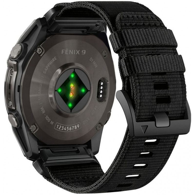 Cinturino per orologio Tech-Protect Nylon Classic per Garmin Fenix 5X / 5X Plus / 6X / 6X Pro / 7X / 8 / 8 Pro / 9 / 9 Pro 47 mm, nero
