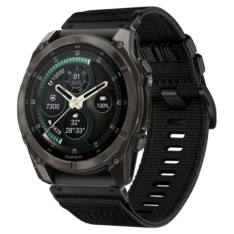 Cinturino per orologio Tech-Protect Nylon Classic per Garmin Fenix 5X / 5X Plus / 6X / 6X Pro / 7X / 8 / 8 Pro / 9 / 9 Pro 47 mm, nero