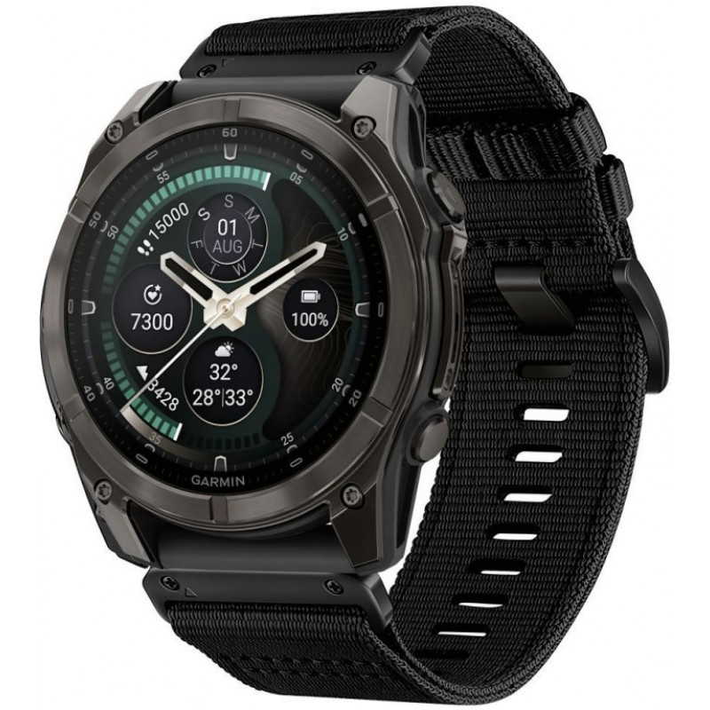 Cinturino per orologio Tech-Protect Nylon Classic per Garmin Fenix 5X / 5X Plus / 6X / 6X Pro / 7X / 8 / 8 Pro / 9 / 9 Pro 47 mm, nero