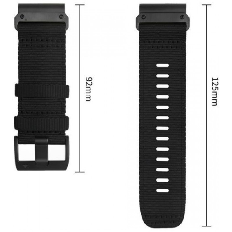 Cinturino per orologio Tech-Protect Nylon Classic per Garmin Fenix 5X / 5X Plus / 6X / 6X Pro / 7X / 8 / 8 Pro / 9 / 9 Pro 47 mm, nero