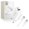 Caricabatterie da parete Tech-Protect NCA20 USB-A / USB-C PD 20W / QC3.0 con cavo USB-C / USB-C 100 cm, bianco
