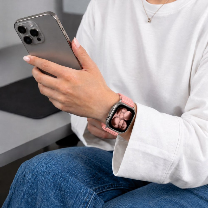 Cinturino Tech-Protect NylonLoop per Apple Watch 8 / 9 / 10 / 11 / 12 / SE (40 / 41 / 42 mm), rosa cipria
