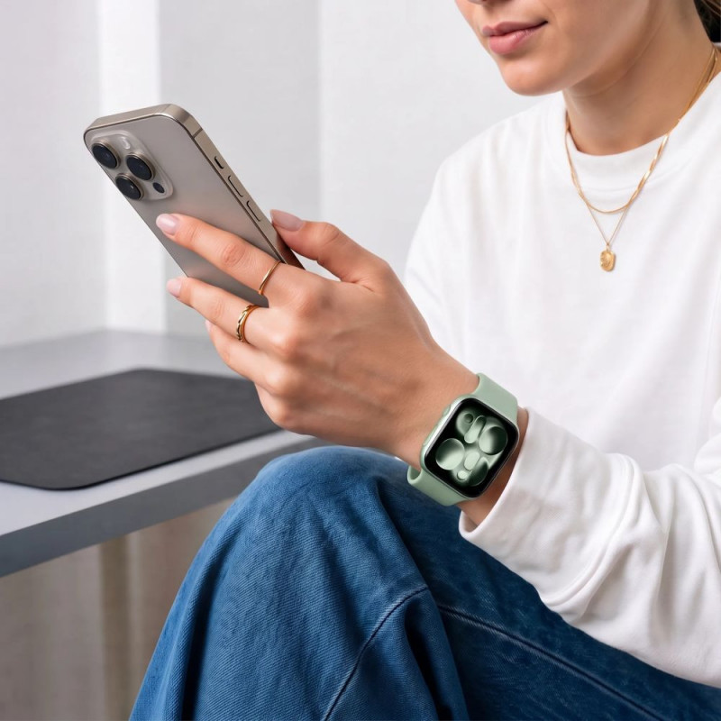 Cinturino in silicone Tech-Protect per Apple Watch 8 / 9 / 10 / 11 / 12 / SE (40 / 41 / 42 mm), pistacchio