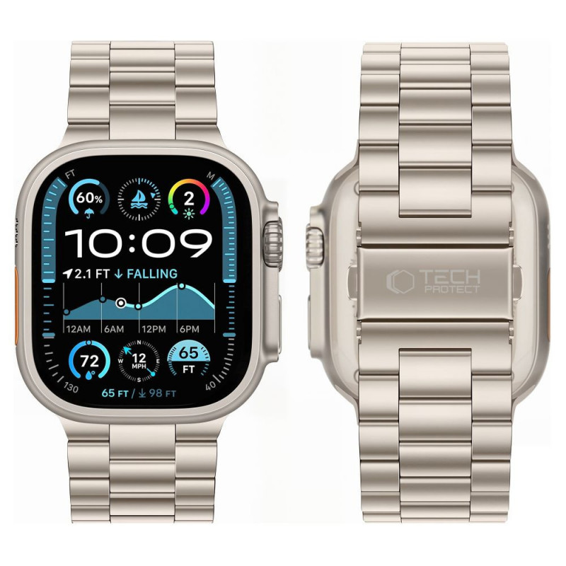 Cinturino in acciaio inossidabile Tech-Protect Stainless per Apple Watch 8 / 9 / 10 / 11 / 12 / SE / Ultra (44 / 45 / 46 / 49 mm), Starlight