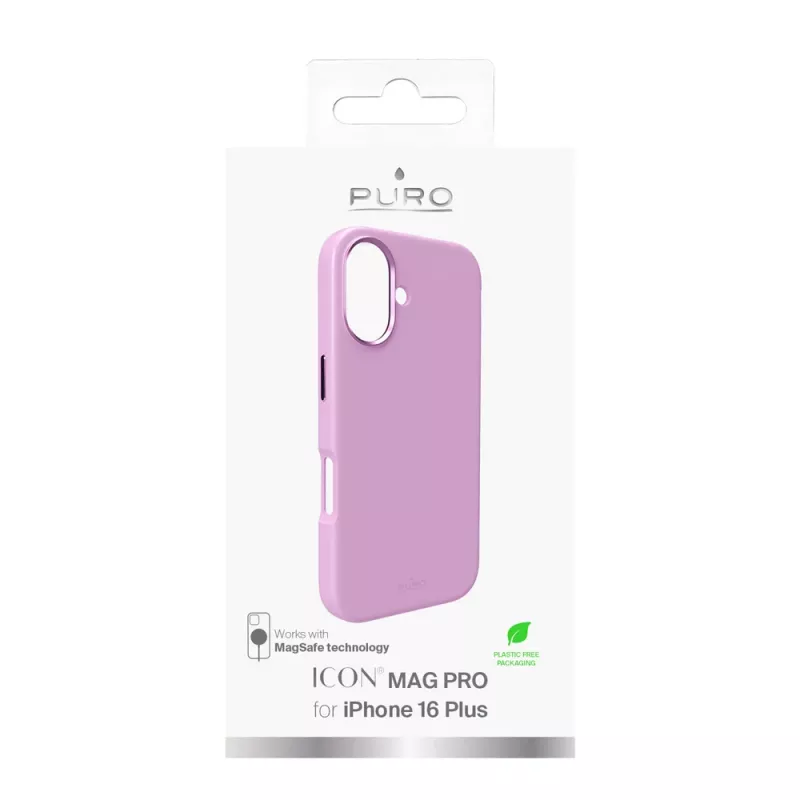 Custodia in silicone MagSafe Puro Icon Mag Pro per iPhone 16 Plus, rosa