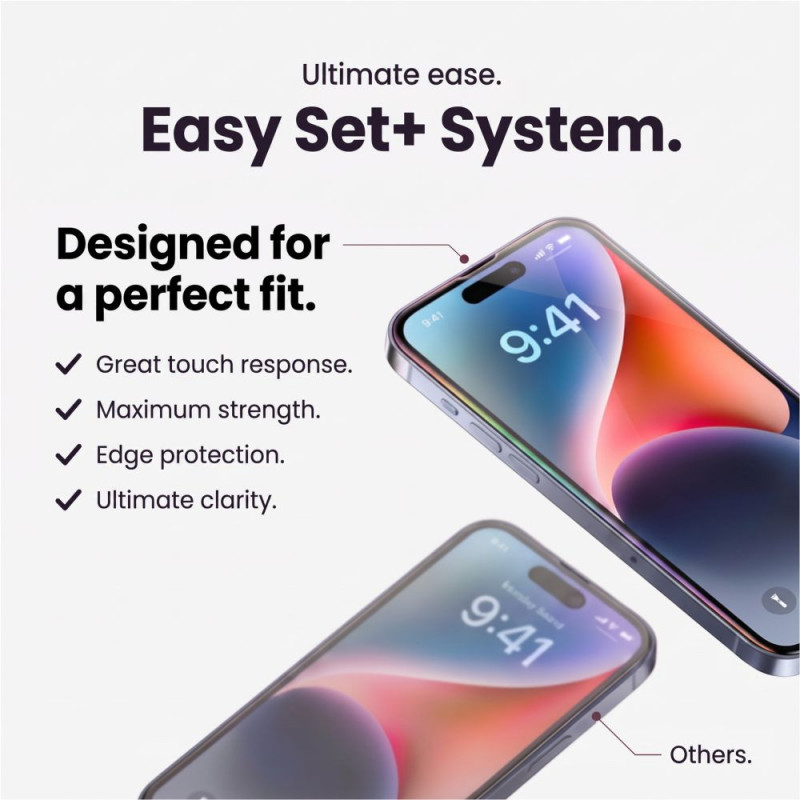 Set Tech-Protect Easy Set+ in vetro temperato per schermo e fotocamera di Apple iPhone 18 Pro, trasparente (3 pz)