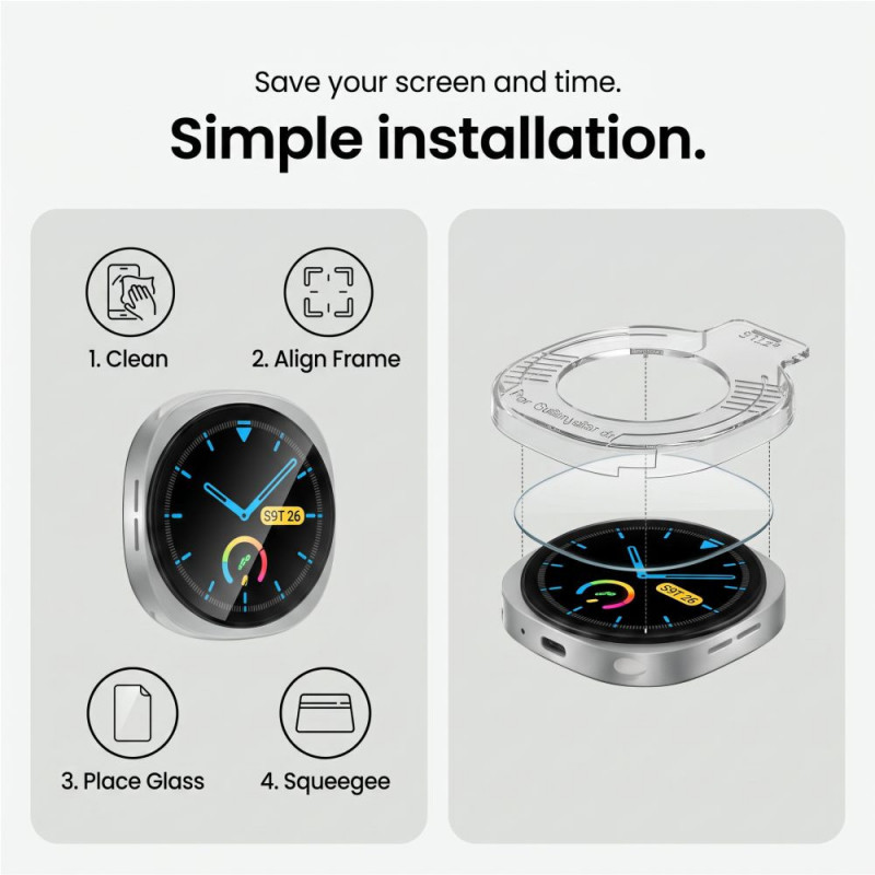 Tech-Protect Easy Set+ Vetro temperato per Samsung Galaxy Watch Ultra 2 2026 47 mm, trasparente (2 pz)