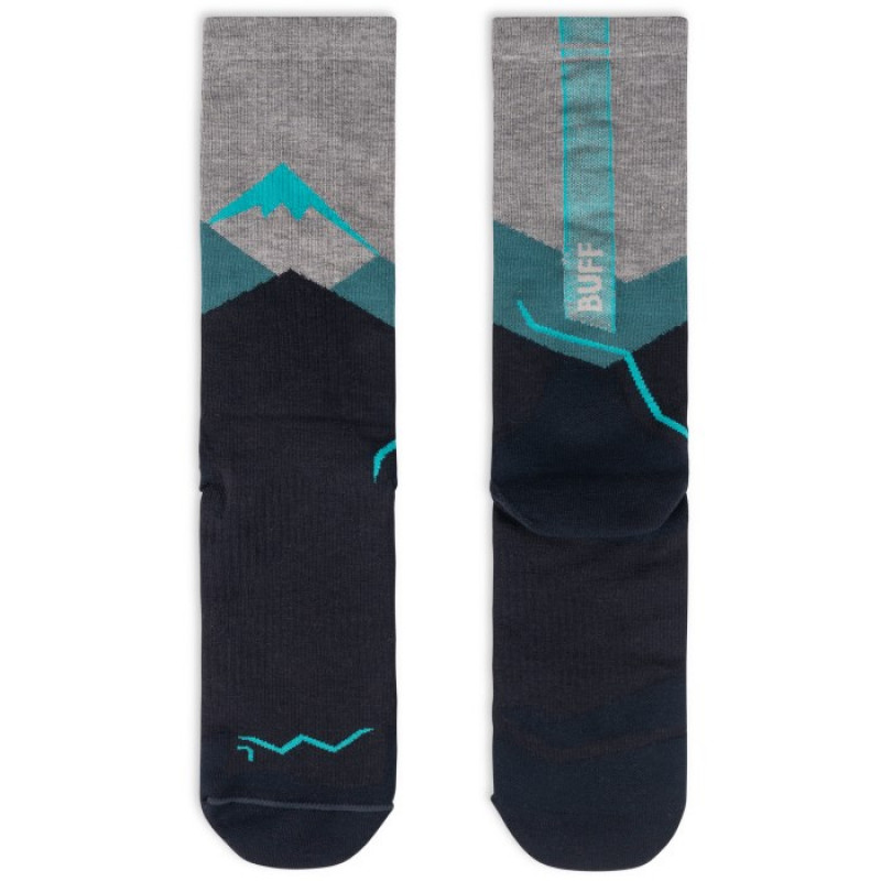 Calze Buff Merino Lightweight Crew LWC1, verde acqua, L