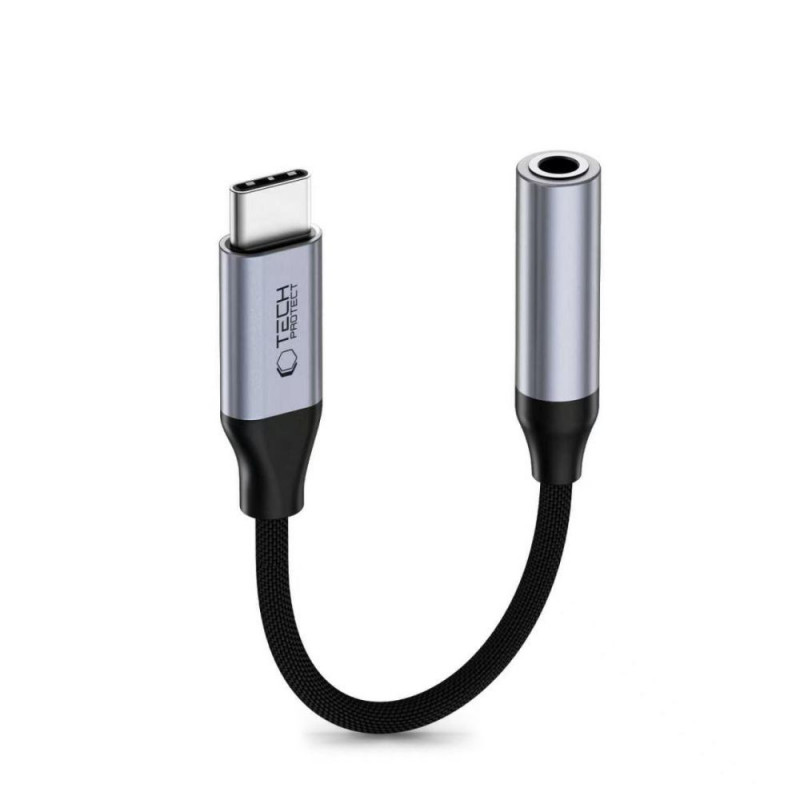 Adattatore DAC Tech-Protect Ultraboost da USB-C a mini jack 3,5 mm, grigio ferro
