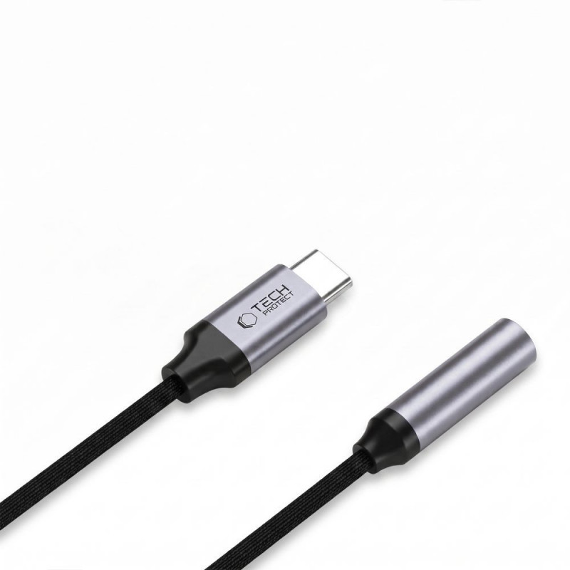 Adattatore DAC Tech-Protect Ultraboost da USB-C a mini jack 3,5 mm, grigio ferro