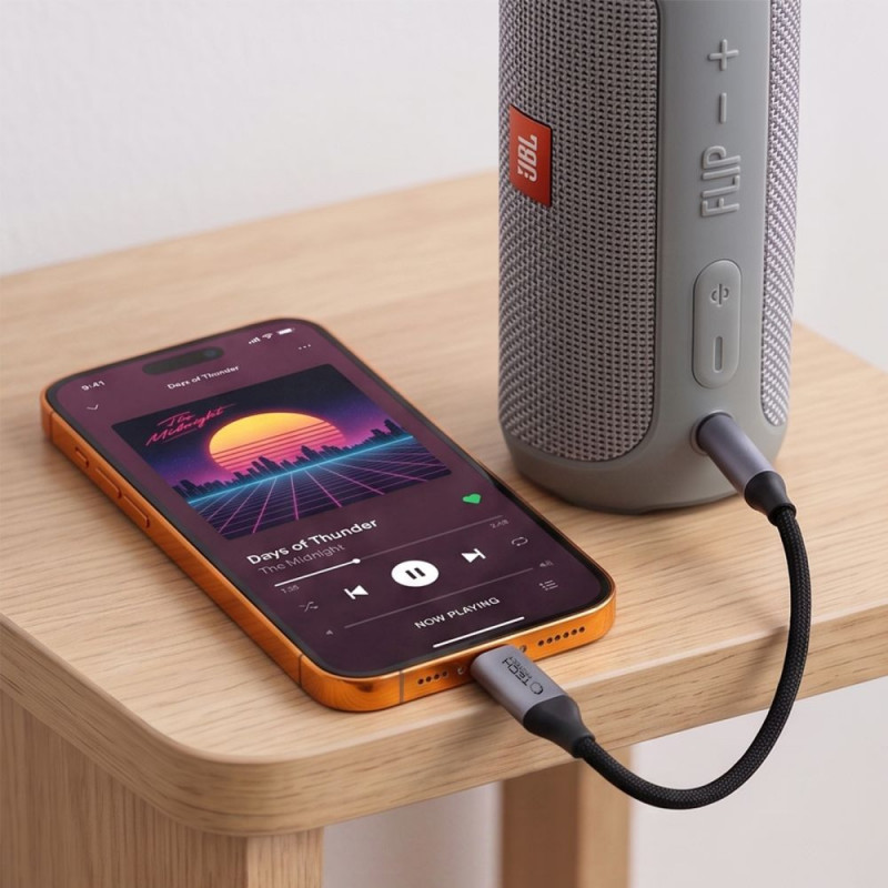 Adattatore DAC Tech-Protect Ultraboost da USB-C a mini jack 3,5 mm, grigio ferro