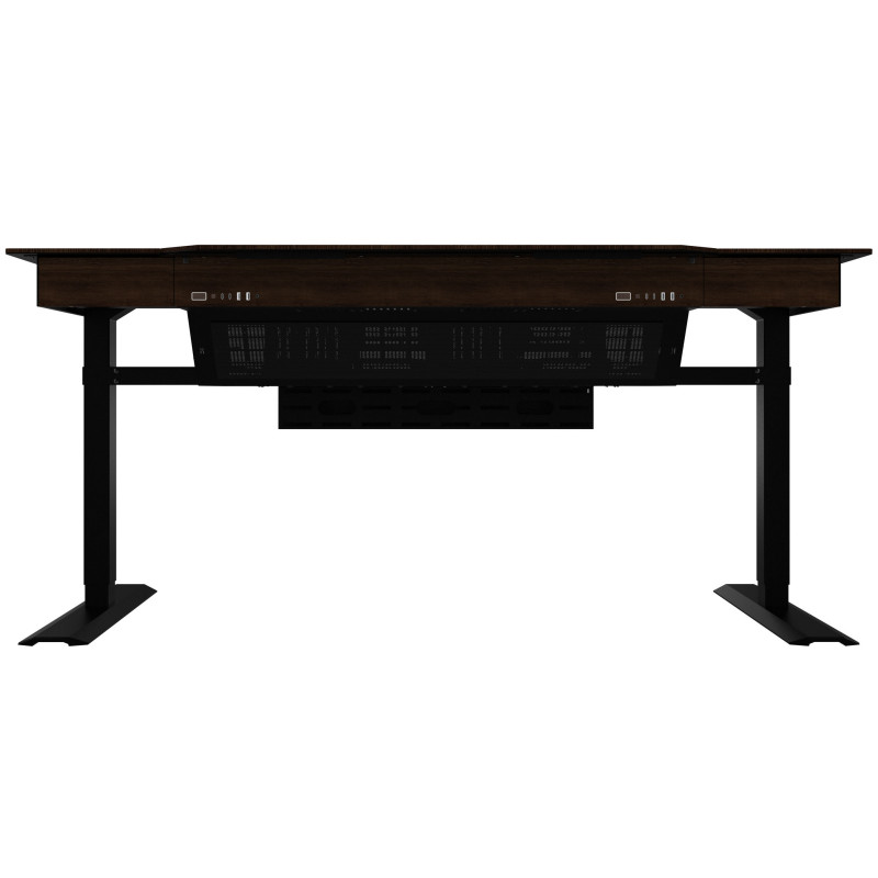 Lian Li DK07 Desk Case Wood Edition, compatibile con doppio sistema, 2x E-ATX, regolabile in altezza, Noce / Nero