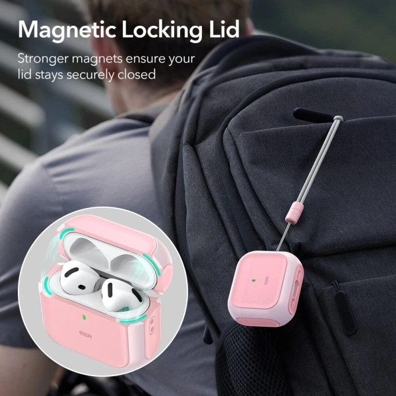 Custodia ESR Orbit HaloLock MagSafe per Apple AirPods 4, rosa