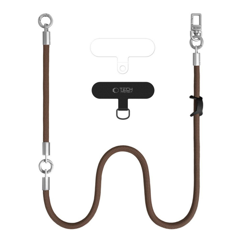 Set tracolla e cinturino da polso Tech-Protect C10S Rope, marrone noce/titanio