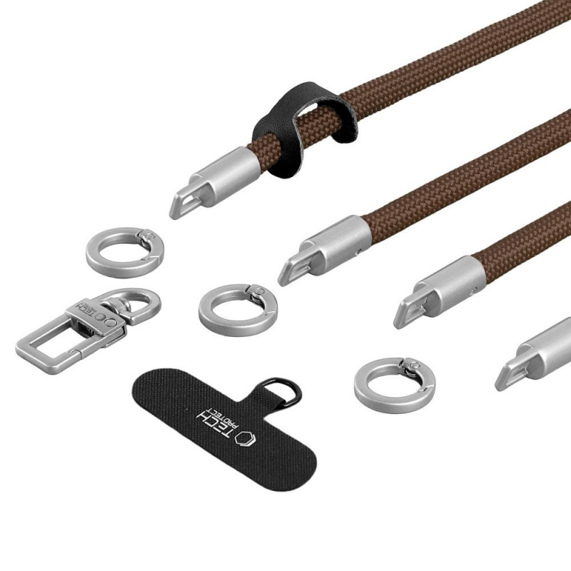 Set tracolla e cinturino da polso Tech-Protect C10S Rope, marrone noce/titanio