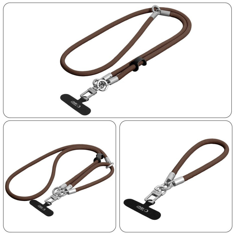 Set tracolla e cinturino da polso Tech-Protect C10S Rope, marrone noce/titanio