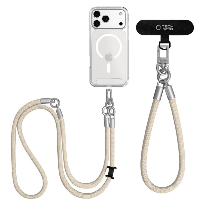 Set tracolla e cinturino da polso Tech-Protect C10S Rope, beige desertico/titanio