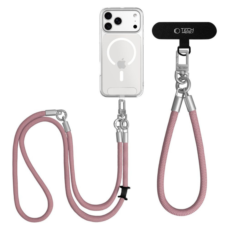Set tracolla e cinturino da polso Tech-Protect C10S Rope, Dusty Rose/Titanium