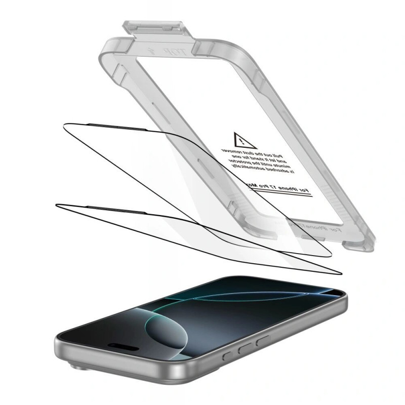 Tech-Protect Quick Set+ Protezione schermo in vetro temperato per Apple iPhone 17 Pro Max, nero (2 pz)