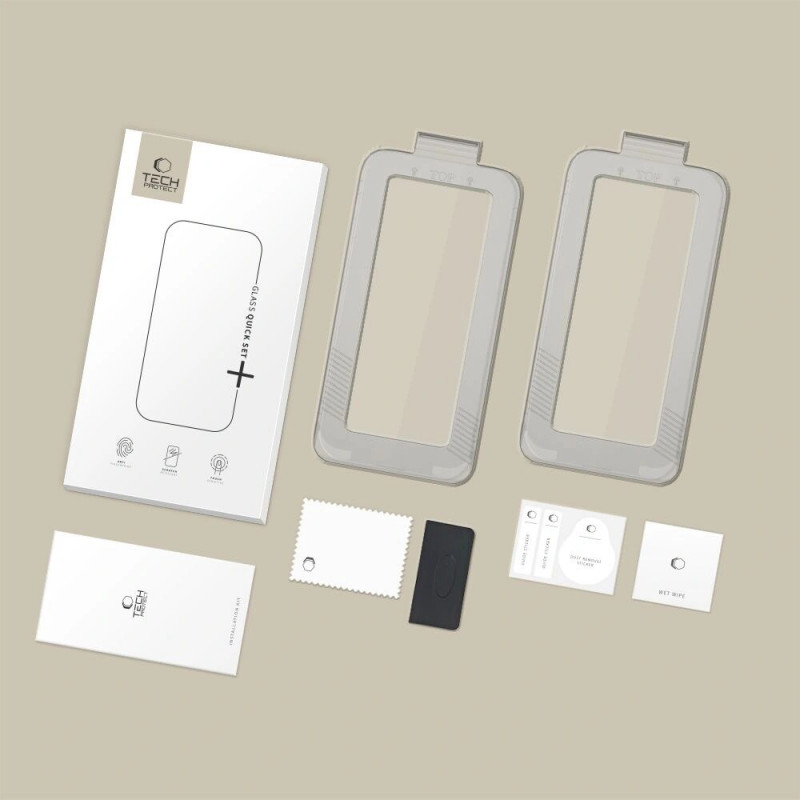 Tech-Protect Quick Set+ Protezione schermo in vetro temperato per Apple iPhone 17 Pro Max, nero (2 pz)