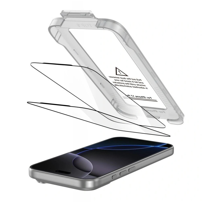 Proteggi schermo in vetro temperato Tech-Protect Quick Set+ THP4500 per Apple iPhone 17 Pro, nero (2 pz)