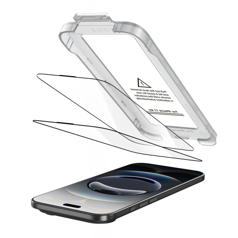 Tech-Protect Quick Set+ Protezione schermo in vetro temperato per Apple iPhone Air, nero (2 pz)