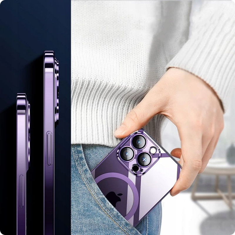 Custodia MagSafe Tech-Protect MagShine per Apple iPhone 14 Pro, viola