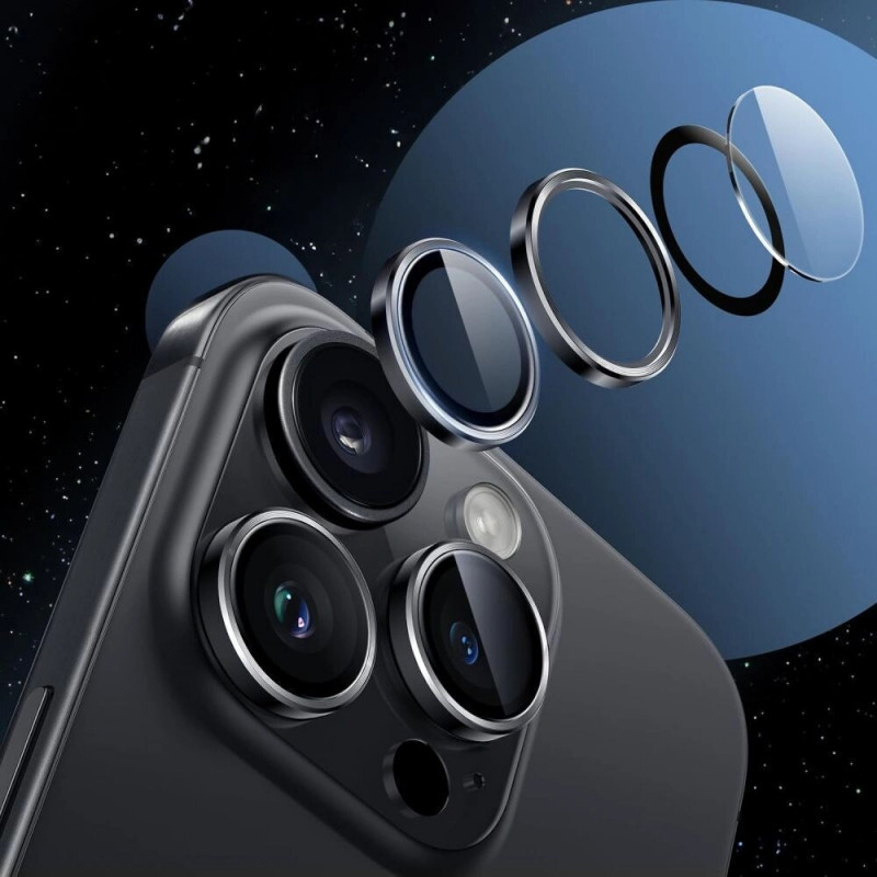 Copertura per obiettivo fotografico Tech-Protect Camring Fit+ per Apple iPhone 14 Pro / 14 Pro Max / 15 Pro / 15 Pro Max / 16 Pro / 16 Pro Max / 17 Pro / 17 Pro Max, nera