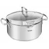Tefal Duetto+ G7194655 Casseruola, Rotonda, Acciaio Inossidabile, 24 cm, Coperchio in Vetro