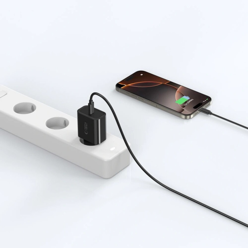 Caricabatterie da parete USB-C Tech-Protect NC20W PD 20W, nero