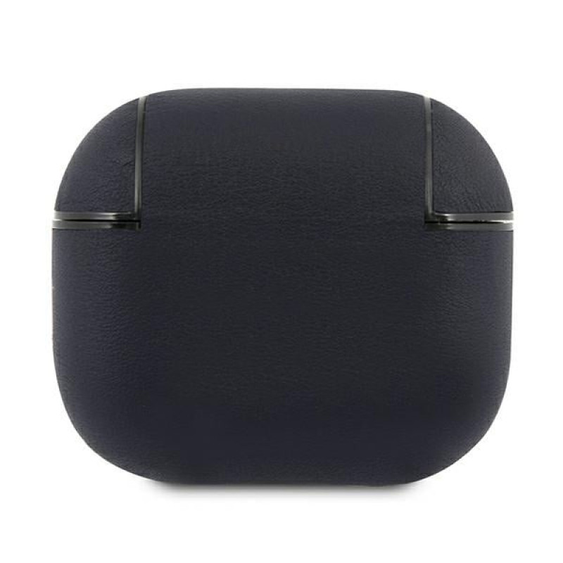 Cover in pelle genuina con logo argento BMW BMA3SSLNA per Apple AirPods 3, blu navy