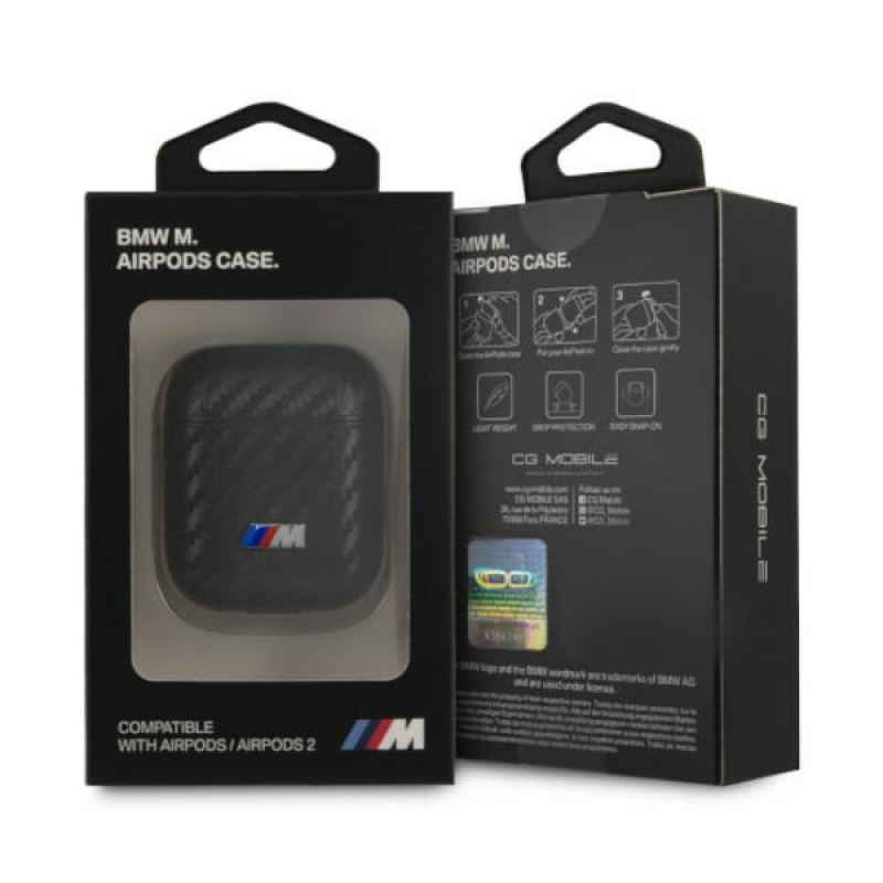 Cover BMW BMA2WMPUCA PU Carbon M Collection per Apple AirPods 1/2, nera