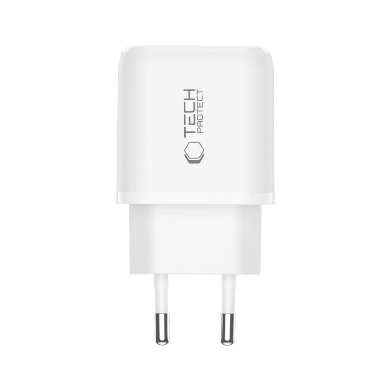 Caricatore da parete Tech-Protect NCA20 USB-A, USB-C PD 20W / QC3.0, bianco