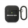 Cover in pelle Big Logo Mercedes-AMG AMA2SLWK per Apple AirPods 1/2, nera