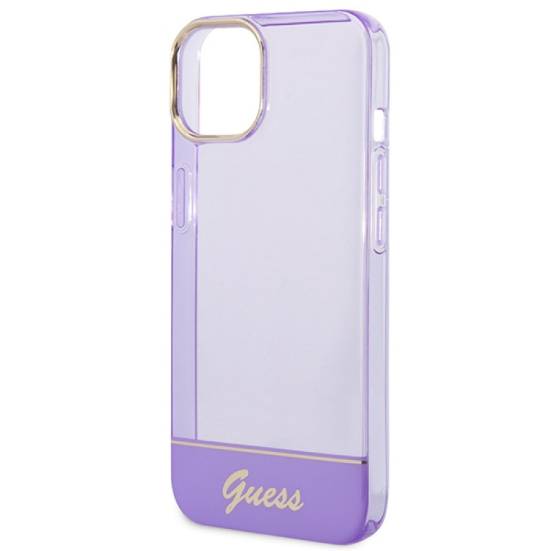 Guess GUHCP14SHGCOU Custodia rigida traslucida per Apple iPhone 14 / 15 / 13 6.1", viola