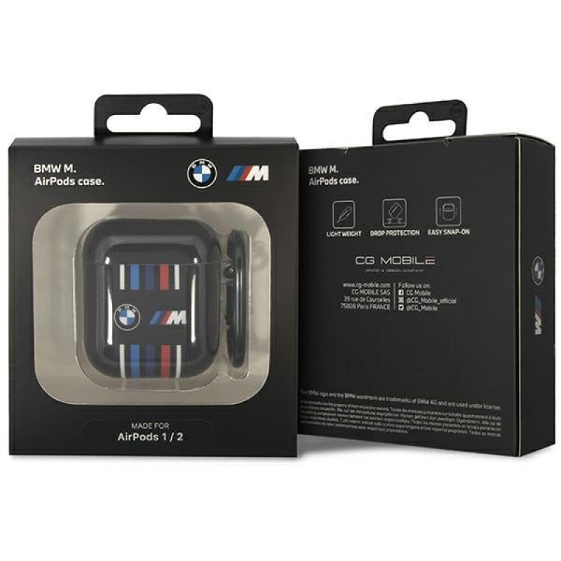 Cover BMW BMA222SWTK Multiple Colored Lines per Apple AirPods 1/2, nera