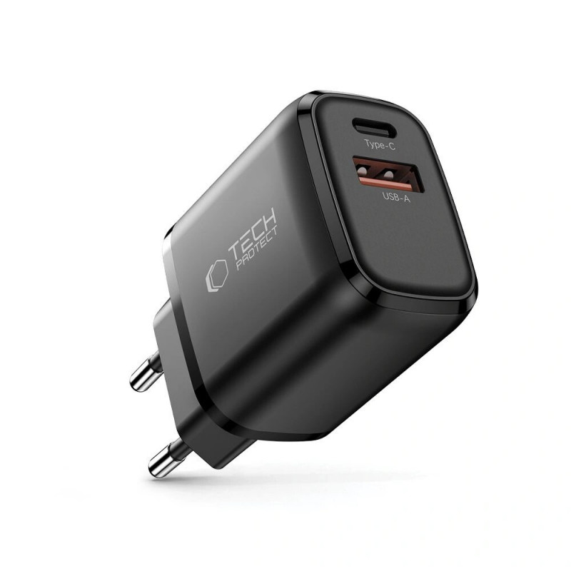 Caricatore da parete Tech-Protect NCA30 USB-A, USB-C PD 30W / QC3.0, nero