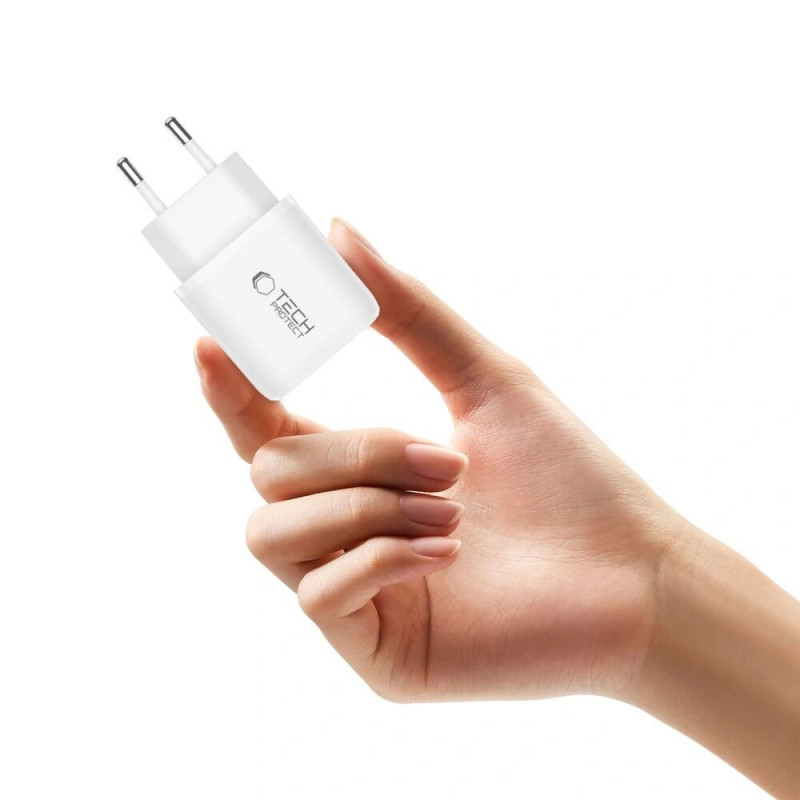 Caricatore da parete Tech-Protect NCA30 USB-A, USB-C PD 30W / QC3.0, bianco
