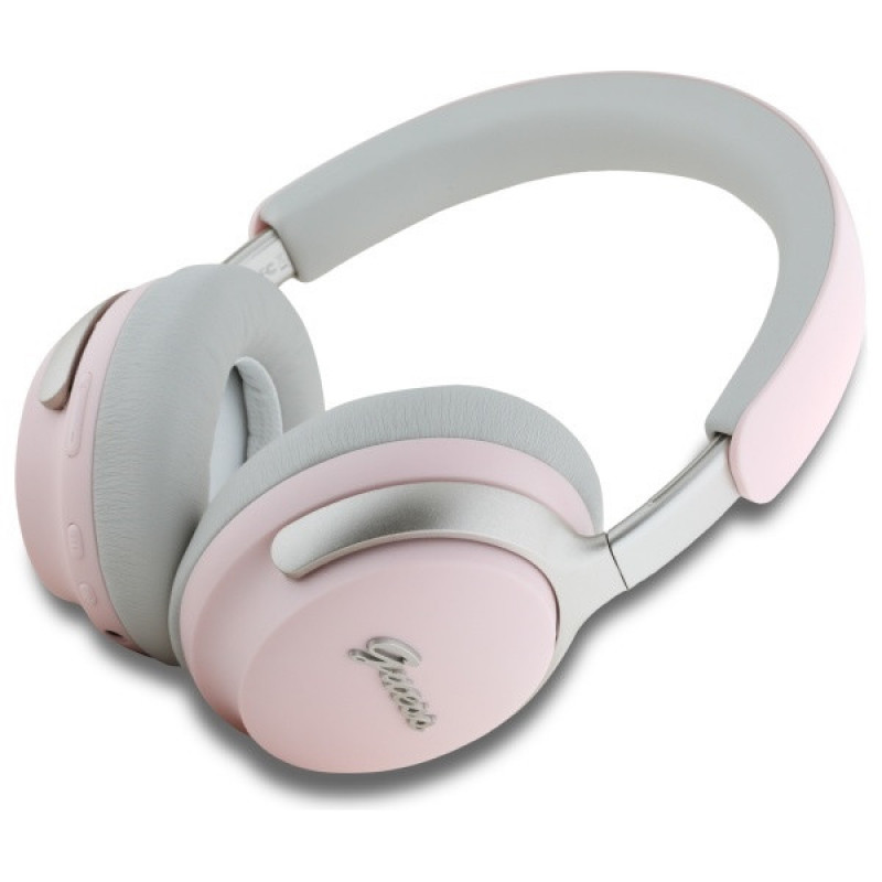 Cuffie wireless over-ear con logo script in metallo Guess GUBHC22PSBCSMP, ANC/ENC, rosa