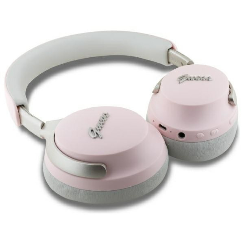 Cuffie wireless over-ear con logo script in metallo Guess GUBHC22PSBCSMP, ANC/ENC, rosa