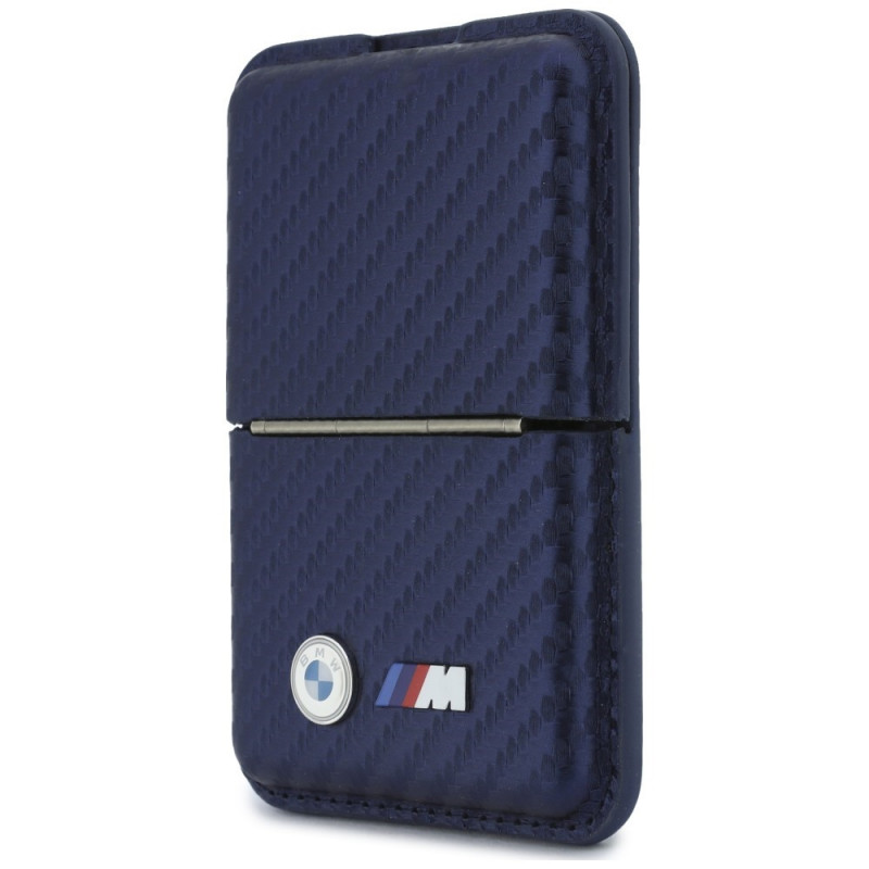 Portafoglio MagSafe BMW M Carbon Metal Logos, blu navy