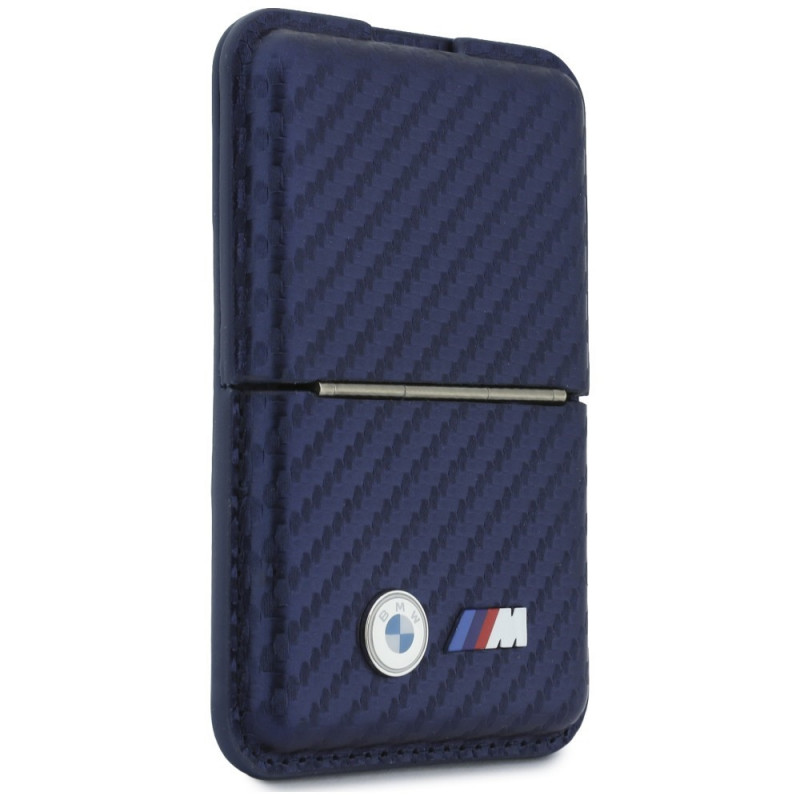 Portafoglio MagSafe BMW M Carbon Metal Logos, blu navy