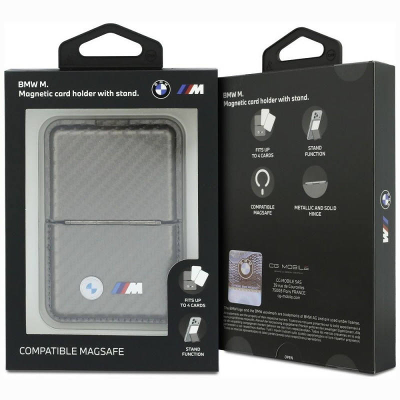 Portafoglio MagSafe BMW M Carbon Metal Logos, antracite