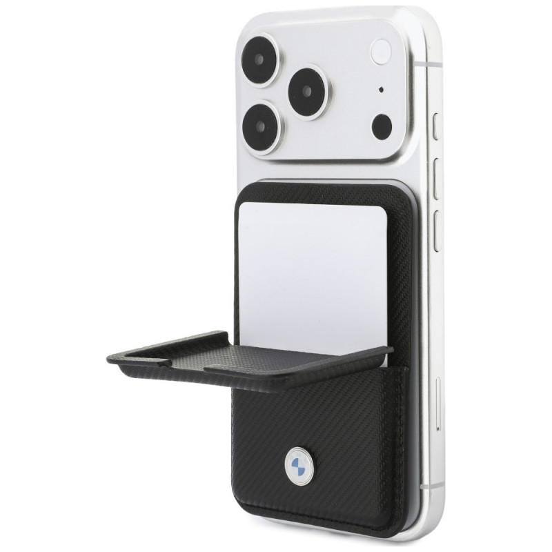 Portafoglio MagSafe BMW Carbon Metal Logos, nero