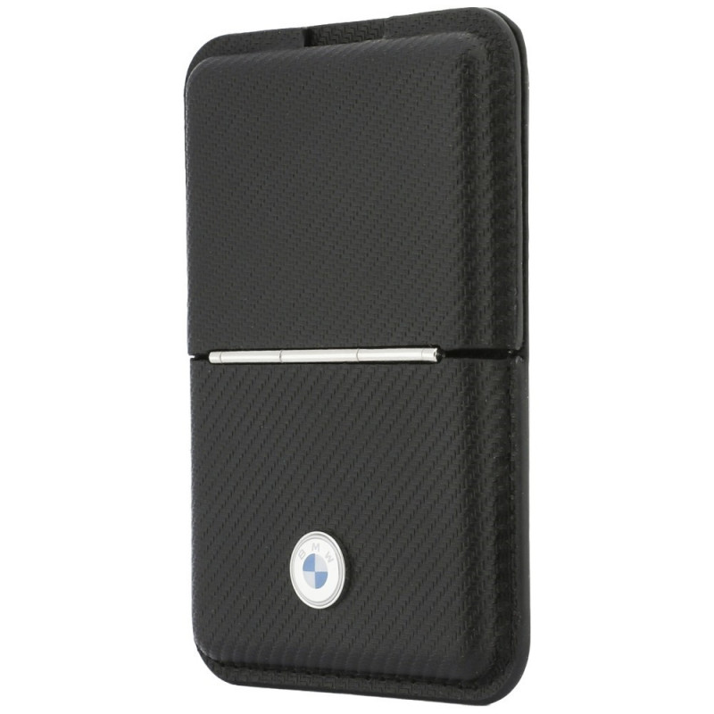 Portafoglio MagSafe BMW Carbon Metal Logos, nero