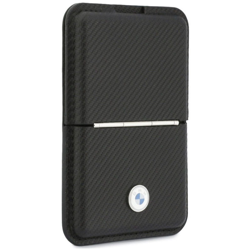 Portafoglio MagSafe BMW Carbon Metal Logos, nero