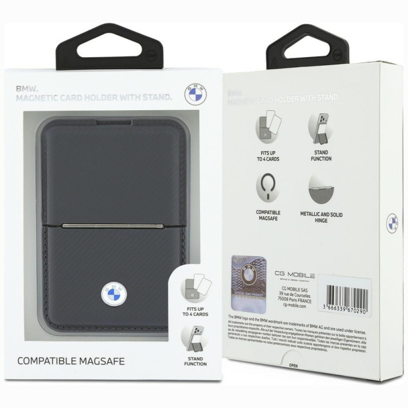 Portafoglio MagSafe BMW Carbon Metal Logos, antracite
