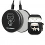 Custodia in silicone Ikonik Karl Lagerfeld per AirPods 1/2 con power bank 2000 mAh, nera