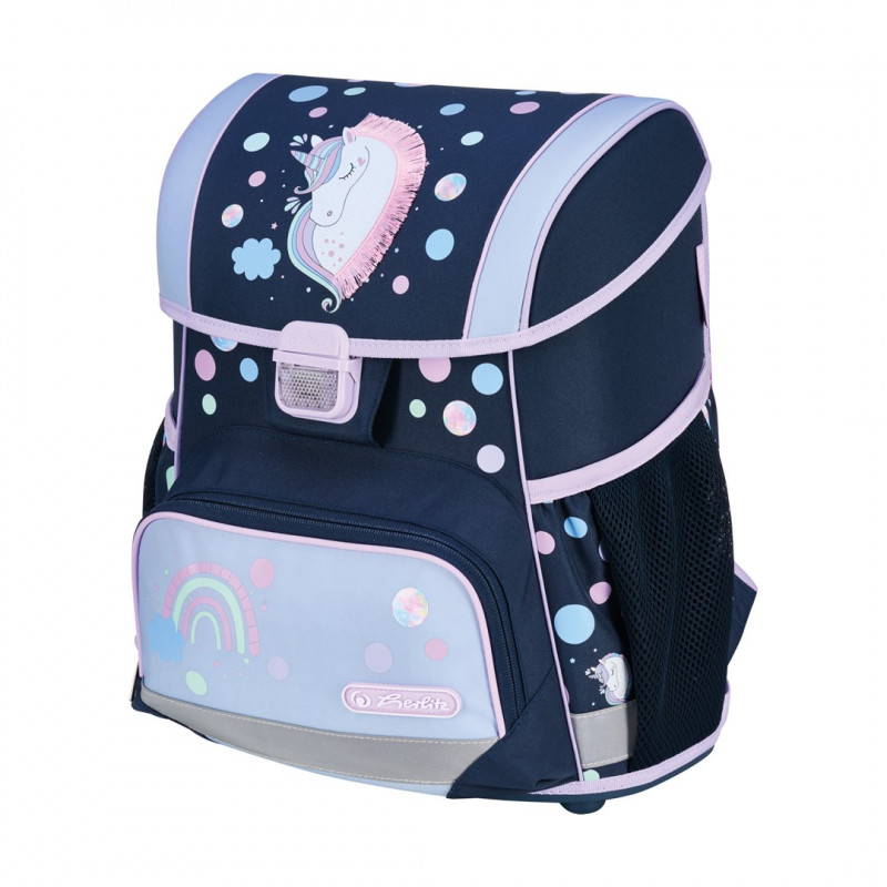 Set zaino scuola primaria Herlitz Loop Plus Unicorn Dreams, blu scuro/rosa