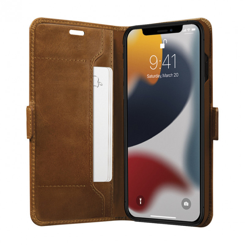 Custodia flip dbramante1928 Copenhagen Slim, pelle martellata, marrone chiaro, per Apple iPhone 13 mini (CS54GT001324)